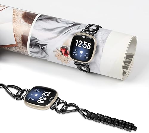 Miniatura 4 de RuenTech Compatible con correa de reloj Fitbit Versa 4Versa 3, correa de metal ajustable de repuesto para Versa 4Versa 3 accesorios de reloj