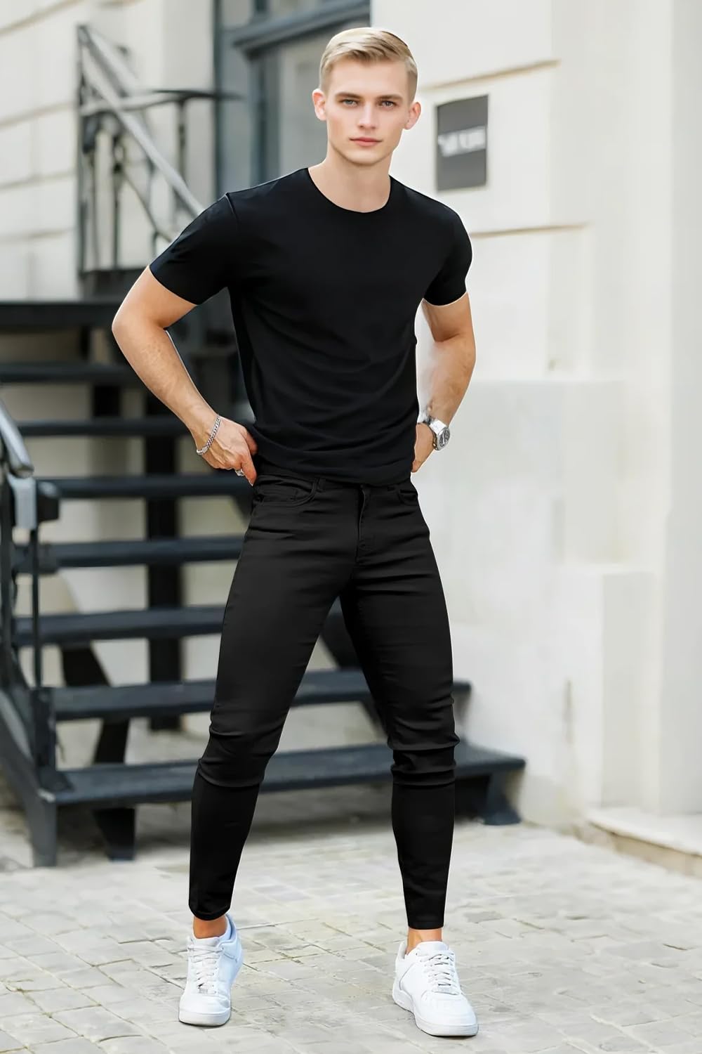 GINGTTO Skinny Jeans Herren Slim Stretch Denim Tapered Leg | Super Stretchy,Tapered Leg,Suitable for Leisure,Work,Dates