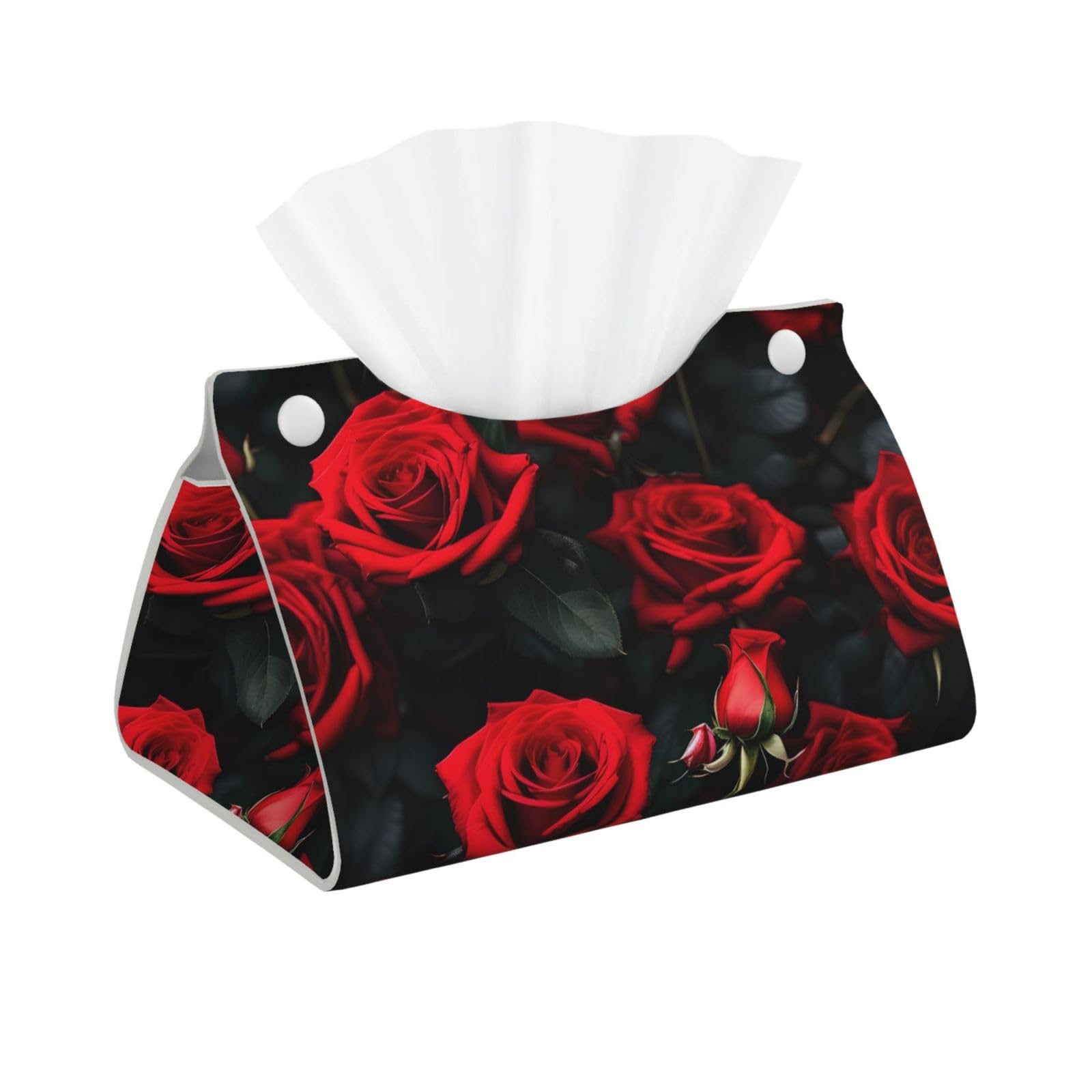 Rose Flower Print Long Tissue Box Cover Tissue Dispenser Box For Living Room, Office, Car, Bathroom
