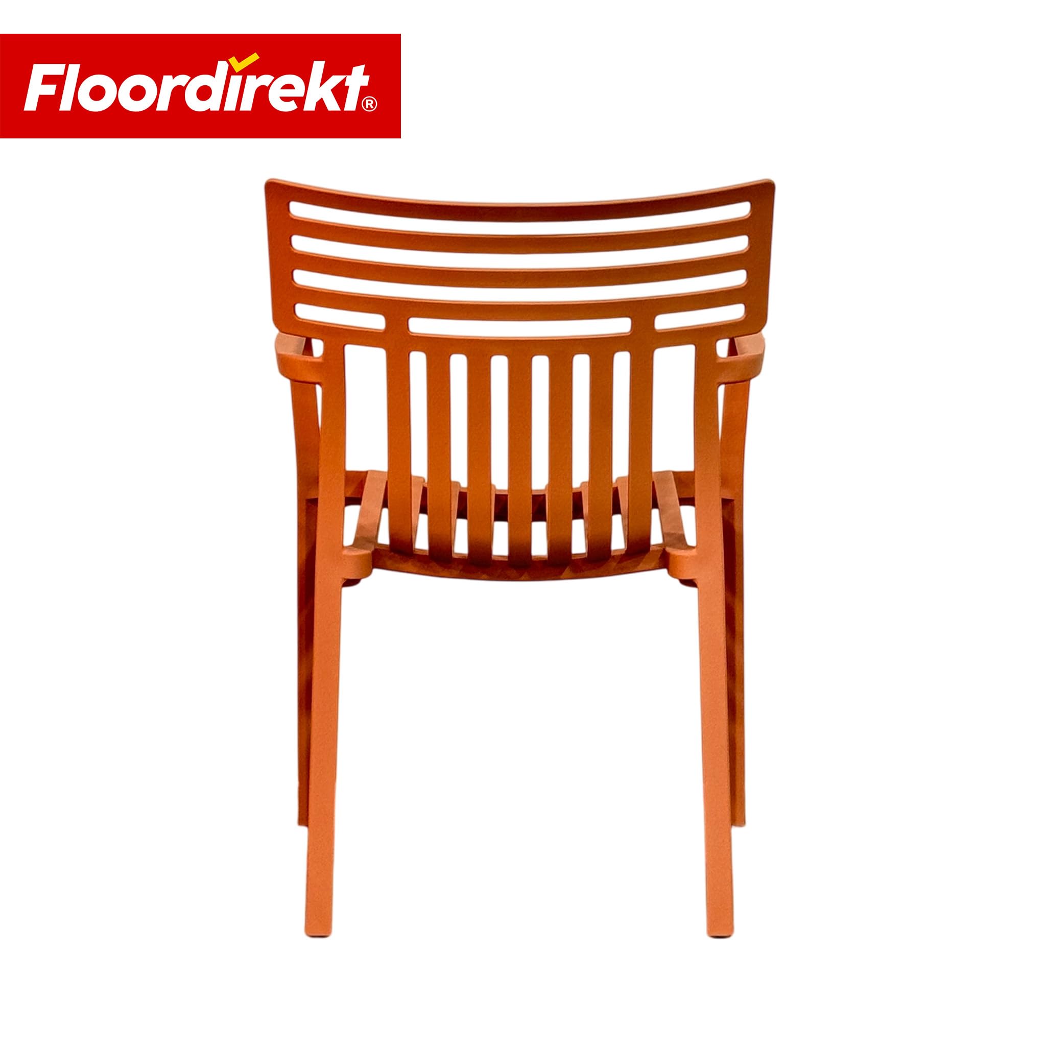 Floordirekt Silla de jardín Sitwell con reposabrazos - silla de diseño apilable, naranja, resistente a la intemperie y a los rayos UV, soporta hasta 200 kg, para balcón, terraza y jardín