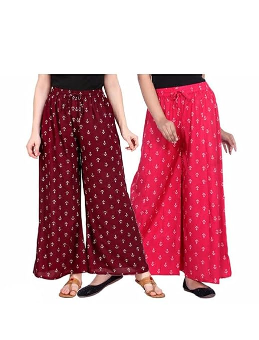 Buy Neelam Creation Women's Rayon Bottom Combo Set Pants Palazzo Pant Ankle Length Palazzo Waist