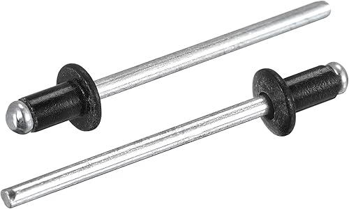 Miniatura 10 de uxcell Remaches ciegos, 0.126 in x 0.197 in de aluminio de extremo abierto plano redondo remache de cabeza para unir placa de metal de cuero, rojo