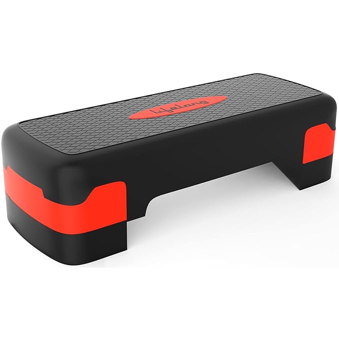 Lifelong Polypropylene Adjustable Home Gym Exercise Fitness Stepper for Exercise Aerobics Stepper with 3 Height Adjustments| Max Weight 200kg (Black & Red) at Rs. 999