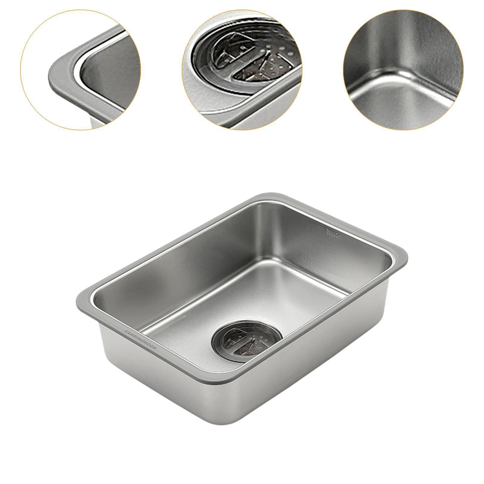 Lavello da tavolo da campeggio in acciaio inossidabile, lavello multifunzionale per esterni, facile pulire, durevole, per la conservazione dell'acqua, accessori per il lavaggio delle stoviglie