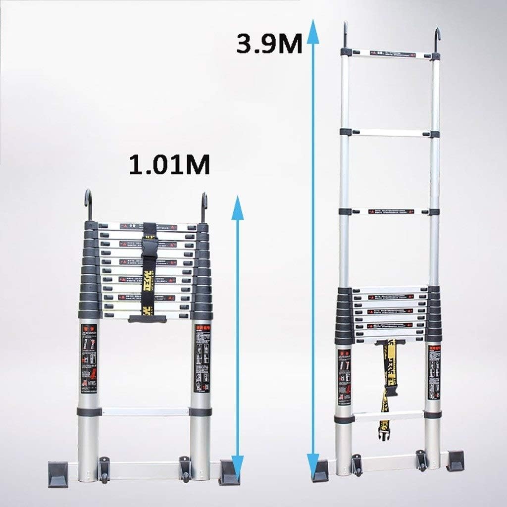Ladder,Outdoor Ladders，Telescopic Ladder,Telescoping Ladder - Multifunctional Free Folding Ladder Bold Anti-Off Hook - Portable Telescopic Vertical Ladder Can Climb Tree Roof Work,3.9M,3.9M