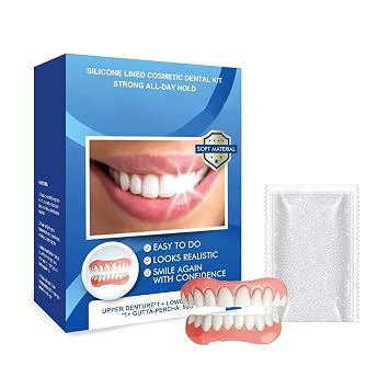 Cosmetic False Teeth Veneer for Smile Enhancement, Temporary Tooth Cover for Gaps and Alignment, Comfortable and Natural Dental Beauty Set
