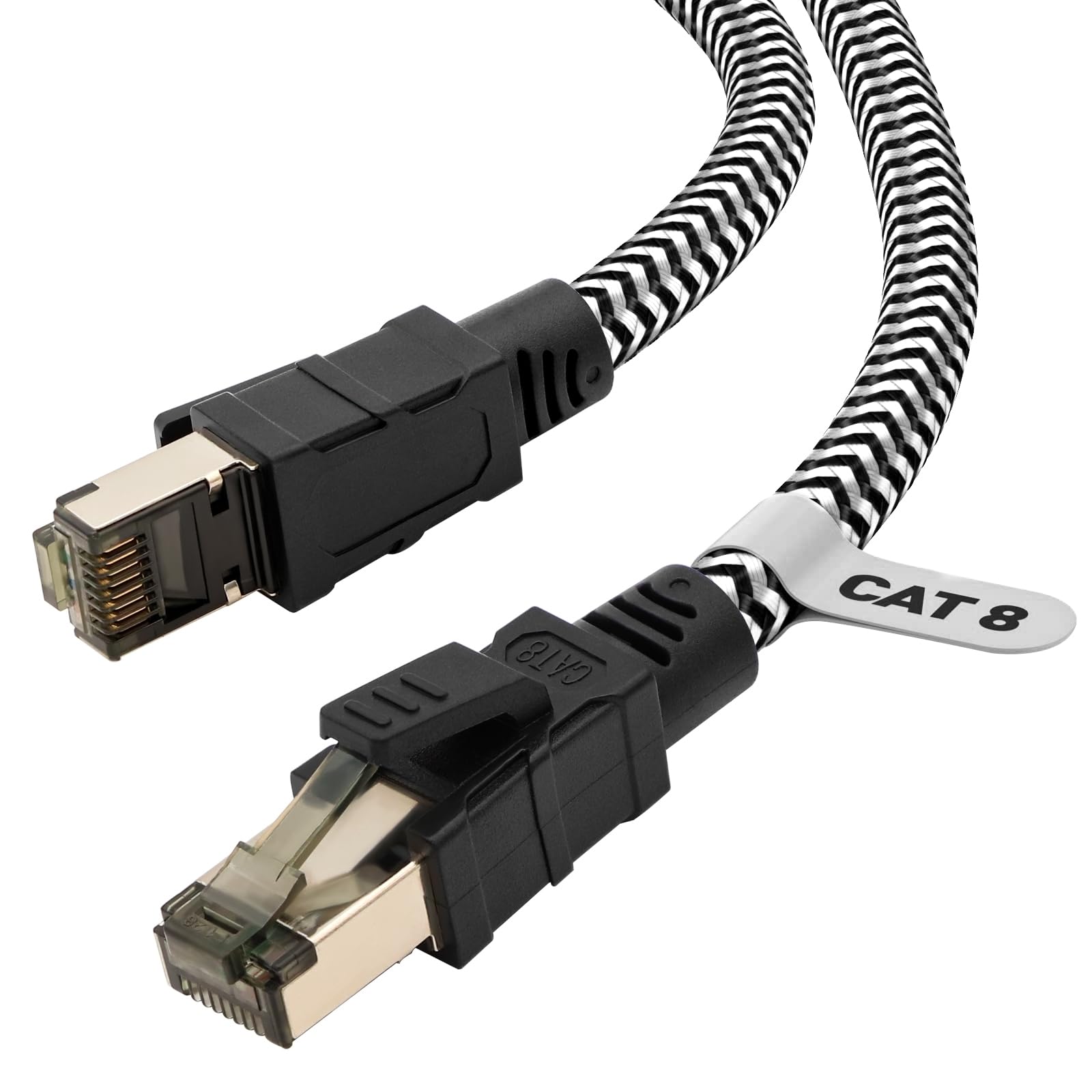 Qiuean Cavo Ethernet Cat 8, Nylon Intrecciato Cavo Lan 3 metri, 40 Gbps 2000 MHz, Cavo Di Rete Ad Alta Velocità, S/FTP Con Connettore Nichelato Rj45 per Ps5/Laptop/Router/Gaming/Modem
