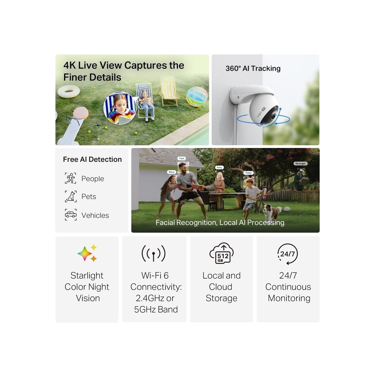 TP-Link Tapo TC46 cámara de vigilancia Esférico Cámara de seguridad IP Interior y exterior 3840 x 2160 Pixeles Techo/Pared/Poste
