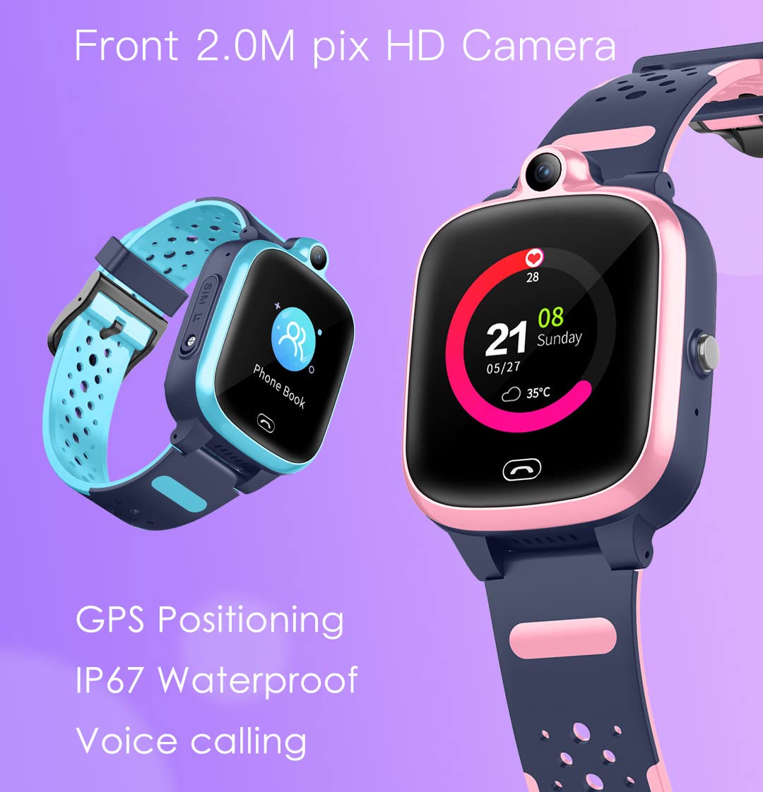Reloj Inteligente para Niños 4G, Reloj para Teléfono Inteligente con Foto Y Video a Prueba De Agua con Rastreador GPS, Compatible con Llamadas De Audio Y Video, Podómetro, SOS