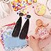 Healeved Heat Resistant Straight Doll Mini Wig 5.9 Inch Black Synthetic Hair Extensions with Elastic Band for Diy Doll Hair Crafts and Art Projects