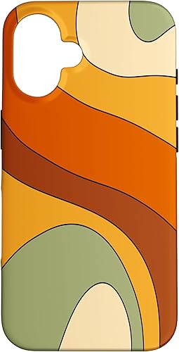 Miniatura 31 de Funda para iPhone 16 Pro Max Retro Liquid Swirl Rainbow 70s Estética Boho Naranja Quemado