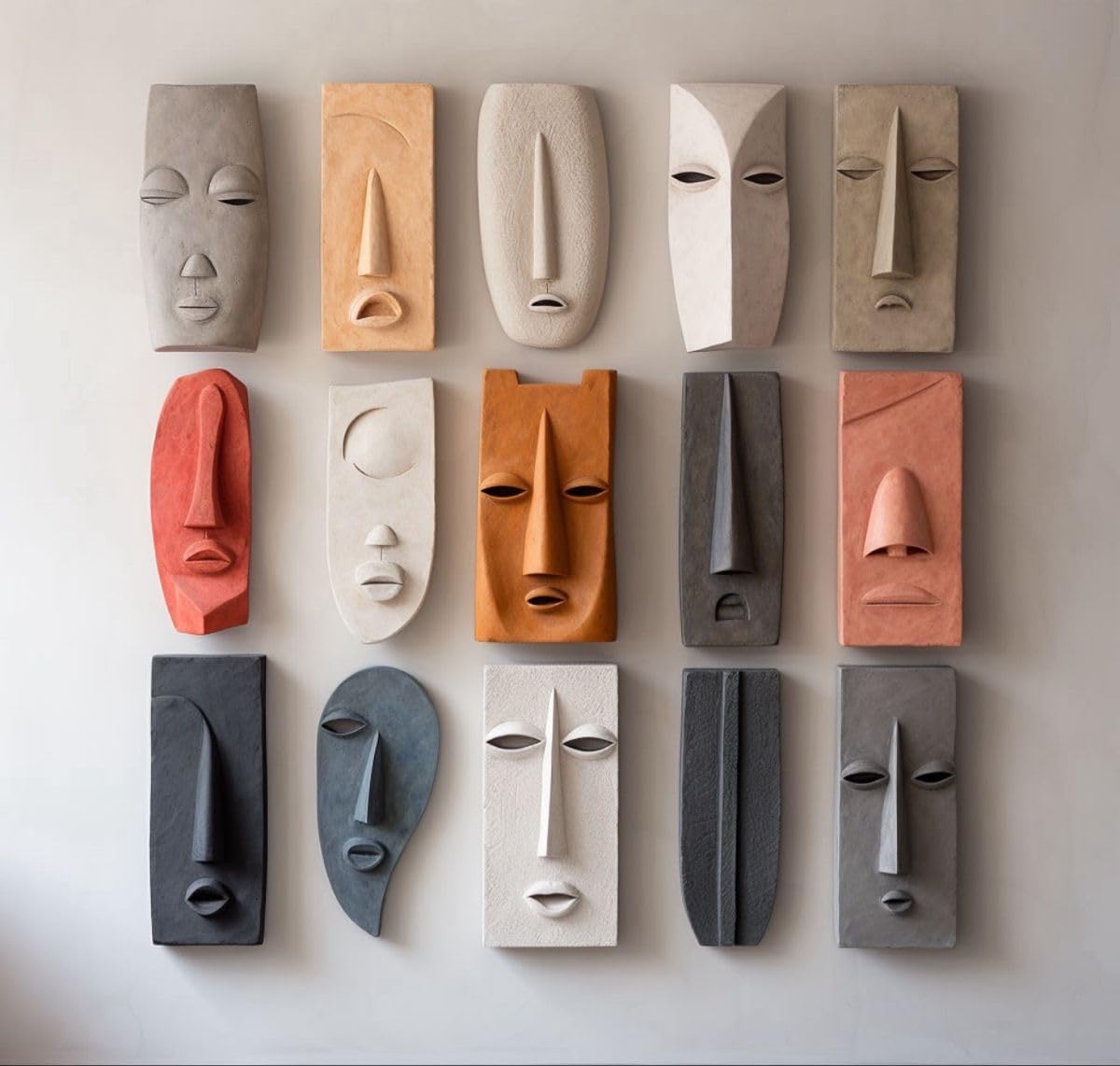 Shamtree Persona Panels Wall HandMade Art (Set of 15) | Abstract Face ...