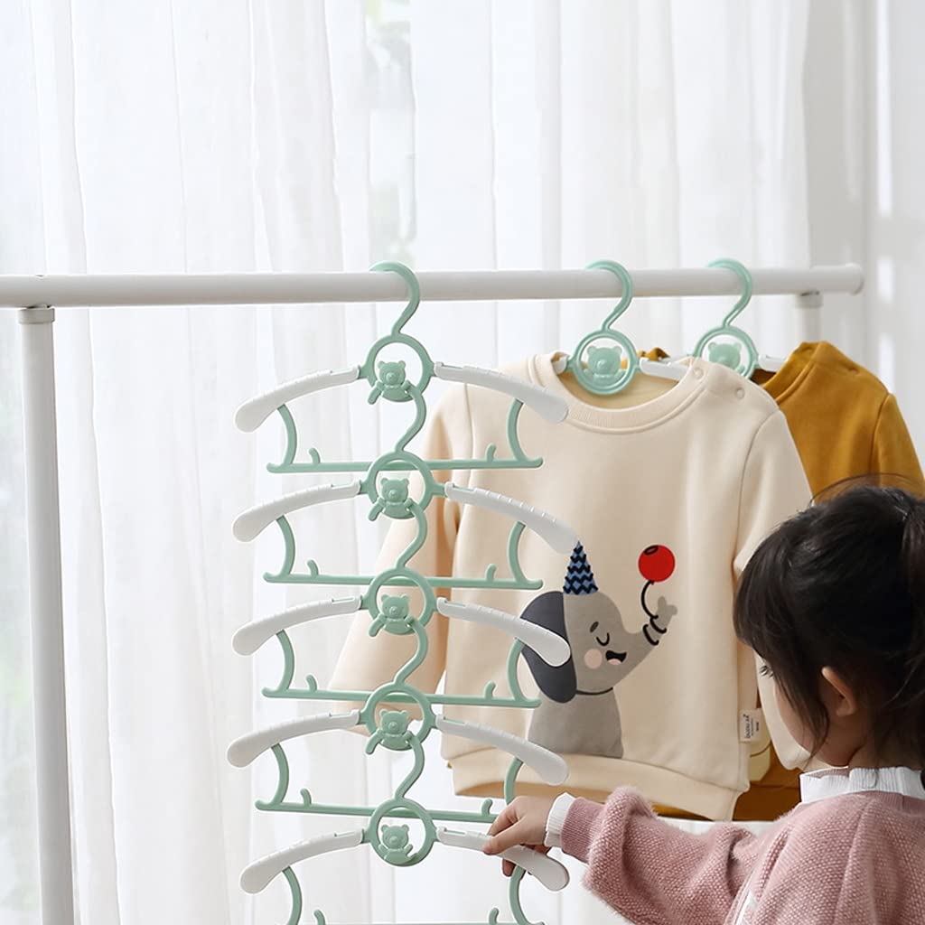 20 Uds. Percheros para Ropa para Niños, Perchas De Plástico Ajustables para Exhibición, Perchas Antideslizantes A Prueba De Viento para Abrigos para Sudadera(Grün)