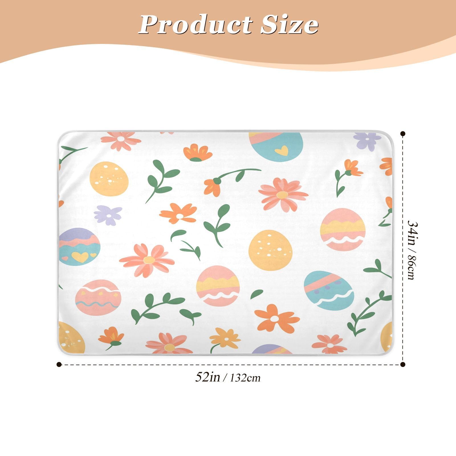 BOESI Doodle Easter Egg Pattern Waterproof Pads for Bedwetting and Incontinence, Reusable Pads, Reusable Diaper Pads for Bed, Sofa, Travel