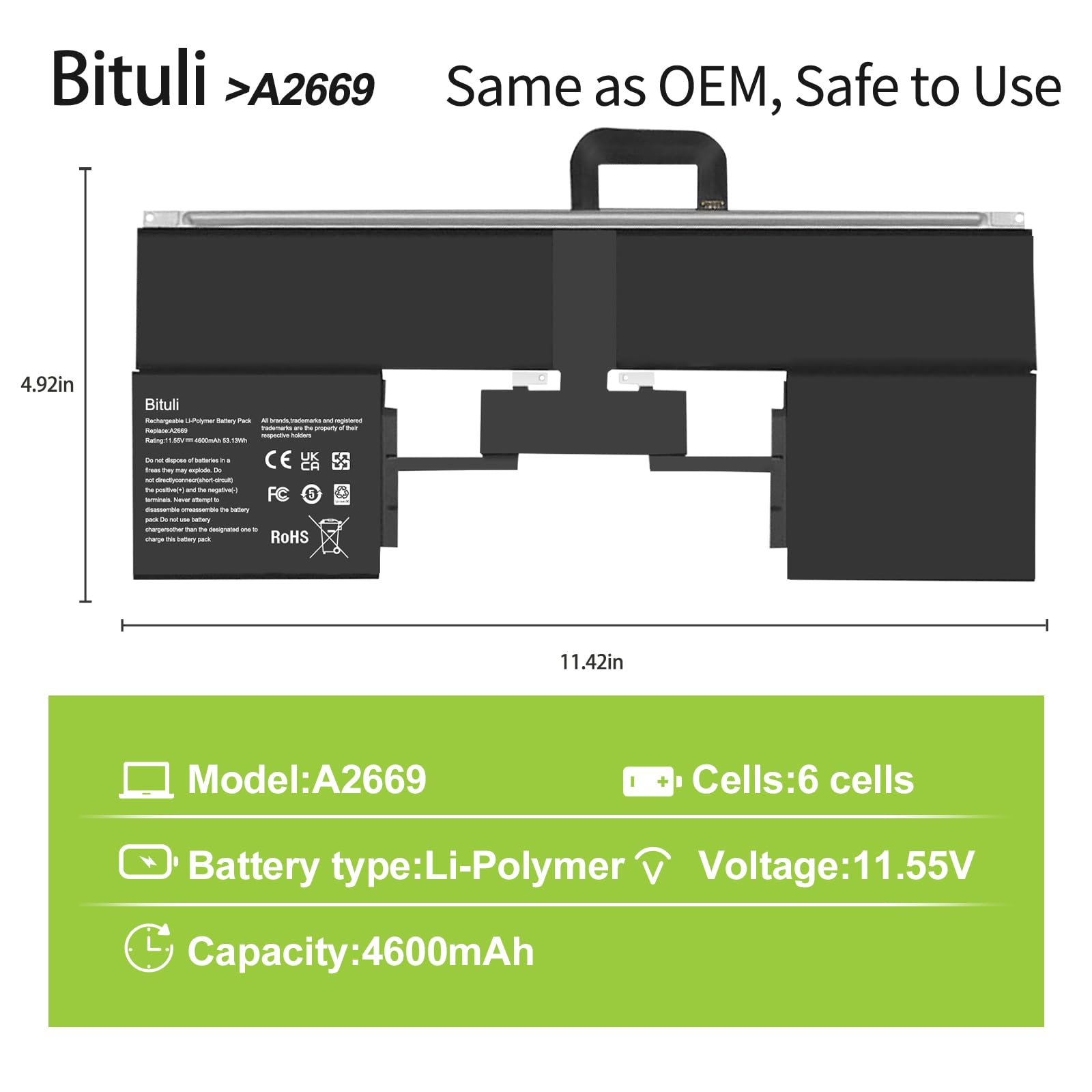Bituli A2669 A2681 Laptop Battery Replacement for MacBook AIR 13