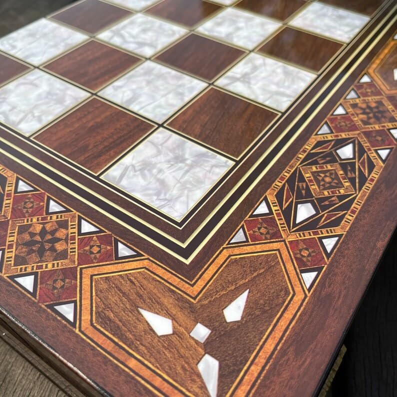 Backgammon grande antiguo de 19 pulgadas para adultos, juego de mesa de madera hecho a mano miniatura 1