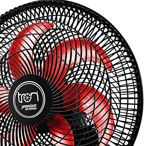 Tron Ventilador Oscilante de Parede, Preto/Vermelho, 140 W