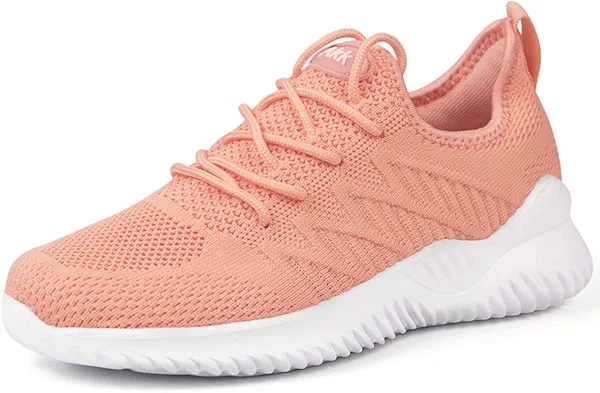 Akk Walking Shoes for Women Ladies Sports Shoes Casual Lace Up Breathable Tennis Running Sneakers Peach 9