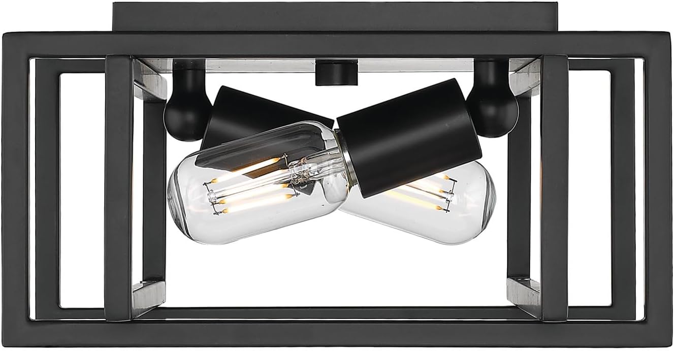 Golden Lighting Tribeca 2-Light Flush Mount in Matte Black