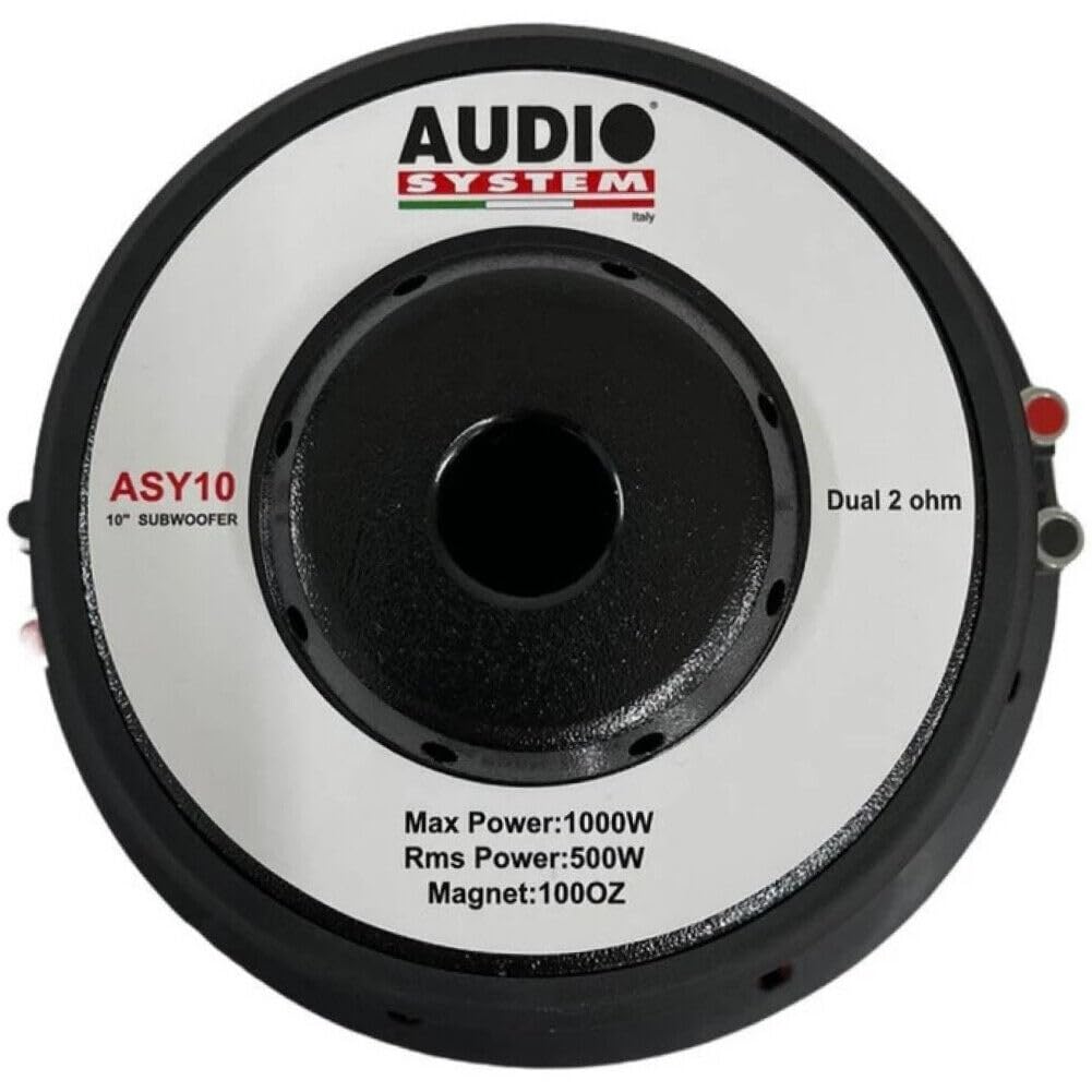 KIT Set FÜR Audio System ASY10 ASY-10 1 Subwoofer 25 cm 10" Durchmesser, Doppelschwingspule, Dual Voice Coil, 2+2 Ohm, 500 Watt rms 1000 Watt max, 1 Stück