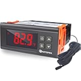 KETOTEK Digital Temperature Controller Fahrenheit &Centigrade Thermostat 120V 16A Relay with Sensor, Heating and Cooling for Homebrew Incubator Greenhouse