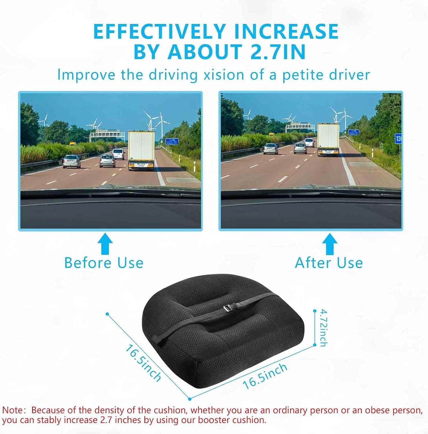 Adult Booster Seat for Car, 17"*17",4" Thick Car Seat for Short Drivers, Butt Cushion for Office Chairs, Car Seat Cushions for Driving - Image 2