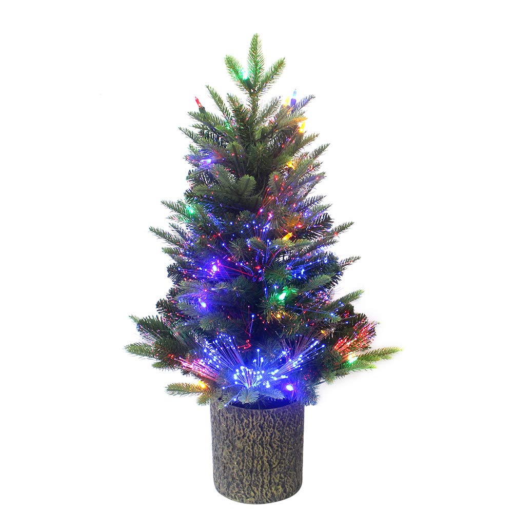 Photo 1 of Kurt S. Adler 32-Inch Northern Pot Fiber-Optics and Multi-Color LED Lights Christmas Tree