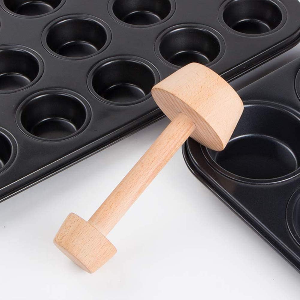 Tamper de madera para tartas, de doble cara, para tartas, pasteles, pasteles, pasteles, pastelería, herramienta para hornear mini tartas, tartas de queso, pasta y postres