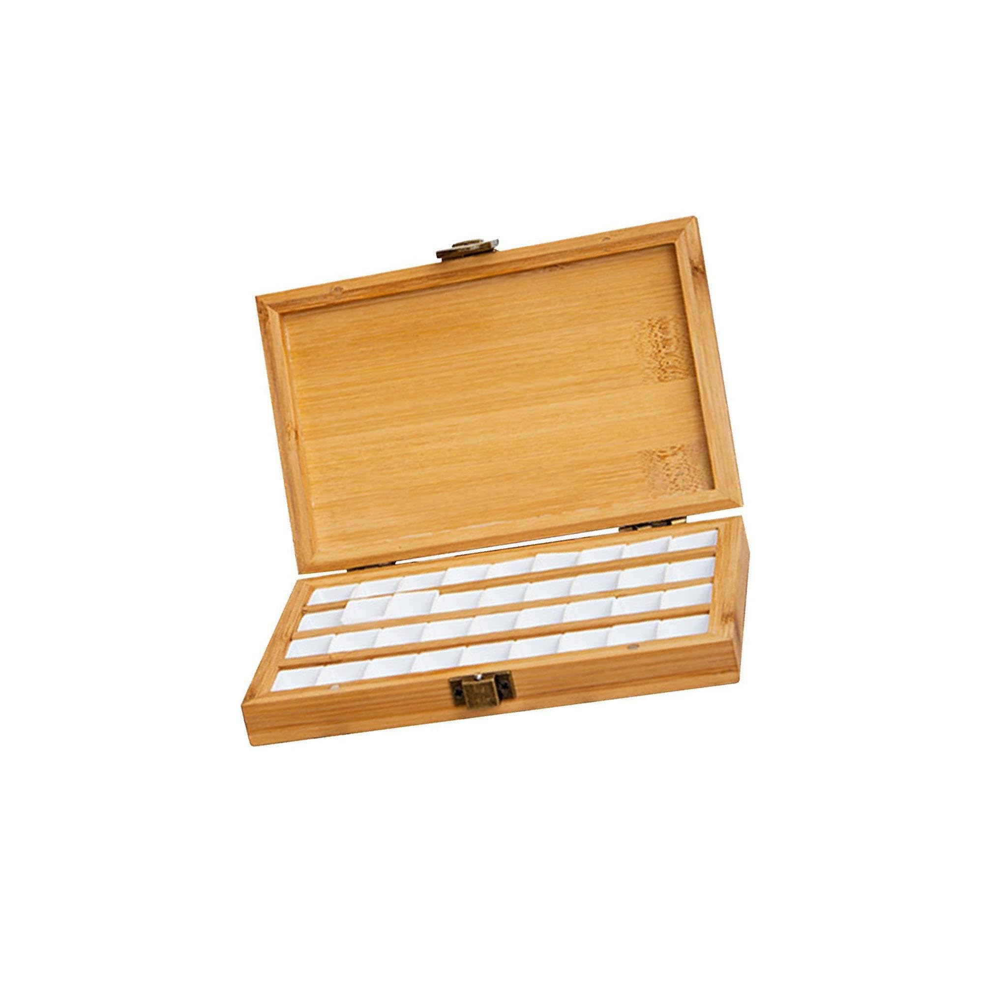 Auyxssz 36 Grids Versatile Bamboo Paint Palette With Lid For Mixing Colors In Studio Wooden Portable, 11.5 X 10.5 X 2.5Cm