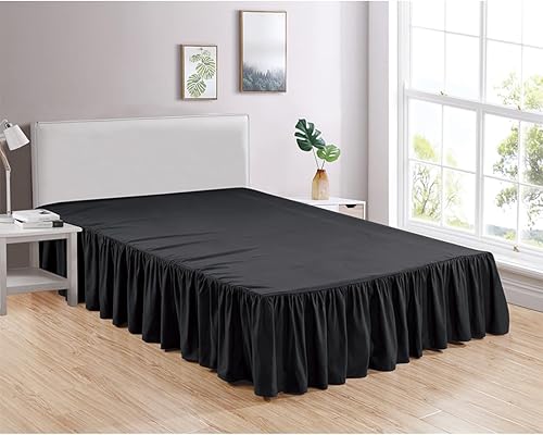 Legacy Decor Falda de cama con volantes 100% microfibra cepillada con caída de 14 pulgadas, tamaño California King, color azul Allure