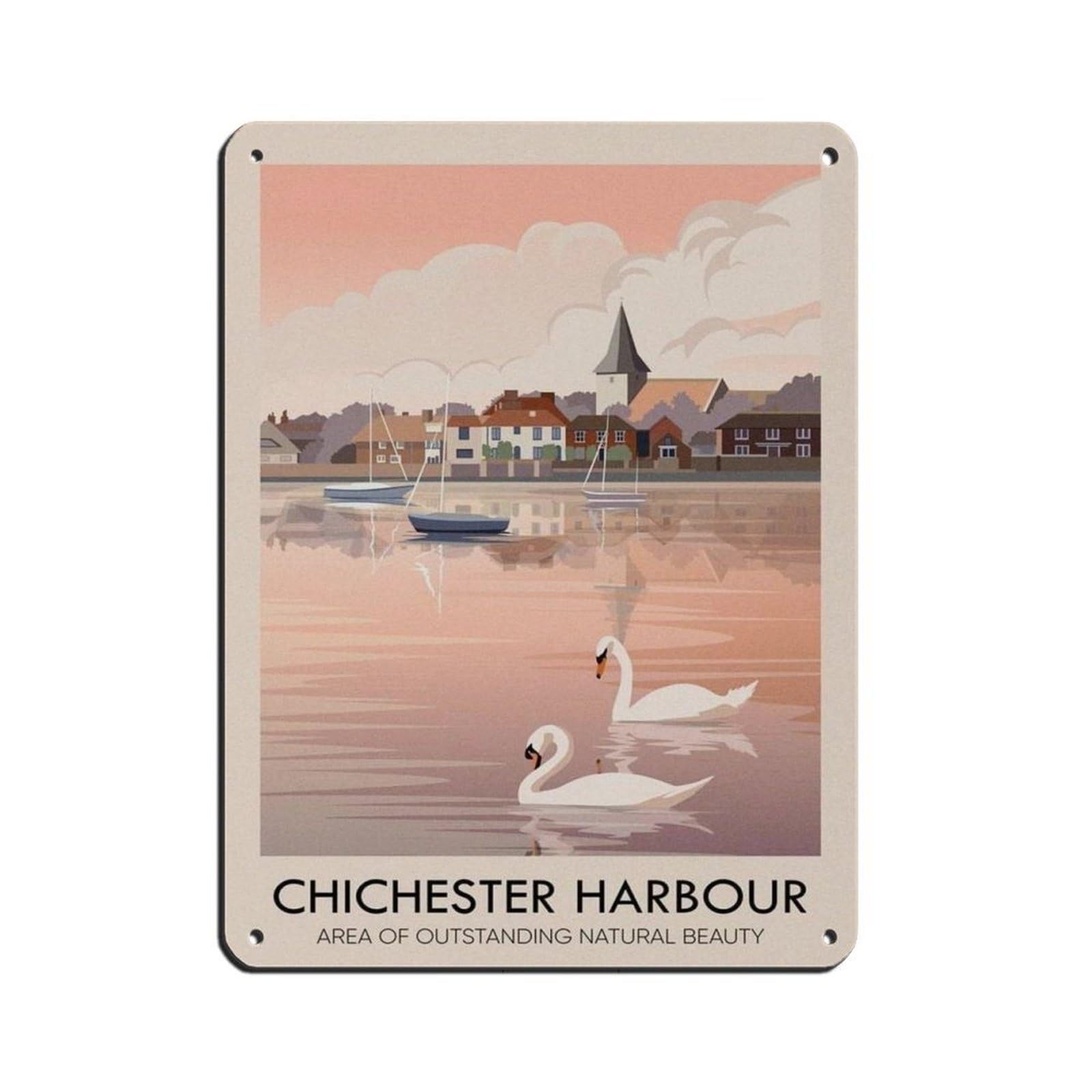 Lxwnze 30L X 40W Cm Chichester Harbour Aonb Travel Tin Sign Vintage Metal Pub Club Cafe Bar Home Wall Art Decoration Poster Retro 12X16inch(30X40cm)