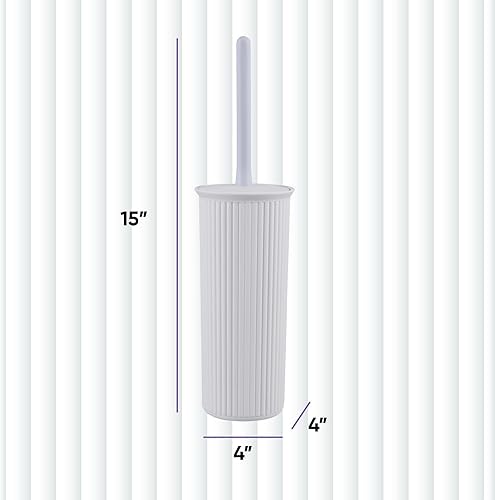Superio Ribbed Collection - Juego de cepillo y soporte decorativo de plástico para inodoro, humo blanco (paquete de 2) limpiador para baño