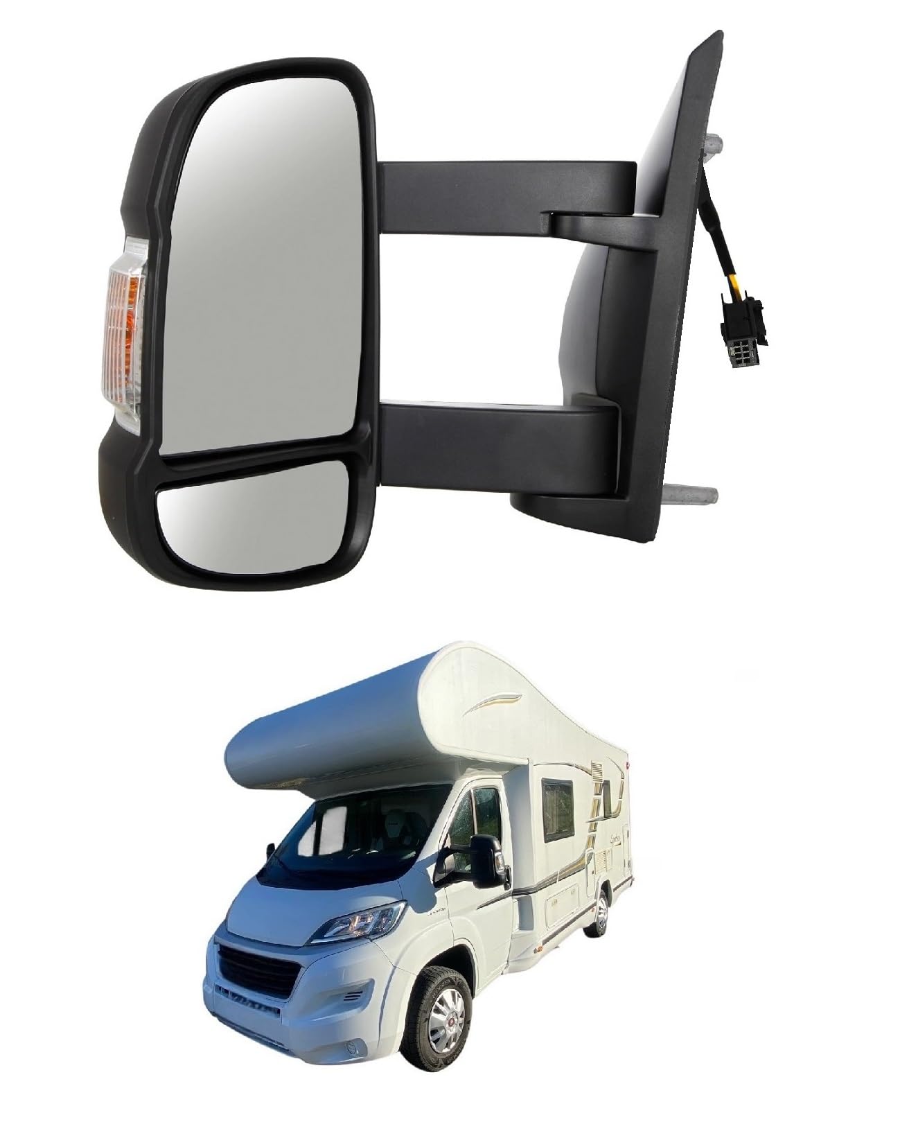 Specchietto Manuale Sinistro CAMPER DUCATO Retrovisore SX Dal 2006-2024 Braccio lungo,Freccia Integrata