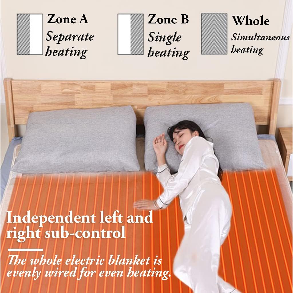 review ZHULIN Weighted Home Heated Blanket Heating Blanket Flannel Electric Warming Blanket with 1-9 Heating Levels 1-12 Hours Auto-Off Full Size Electric Heated
