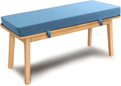 ROFIEJOX Cojín de banco de 36 pulgadas, tela de lino sintético, muebles de asiento largo para interiores y exteriores, espuma de alta densidad,