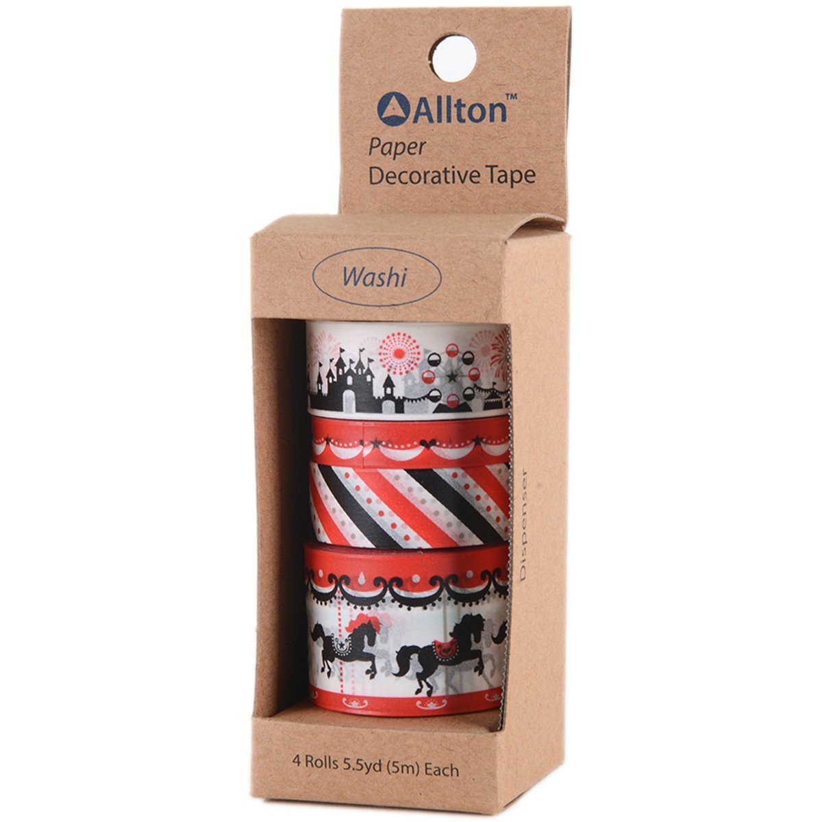 Allton Decorative Washi Tape Assorted Widths, Multi-Colour, 5.08 x 12.7 x 5.08 cm