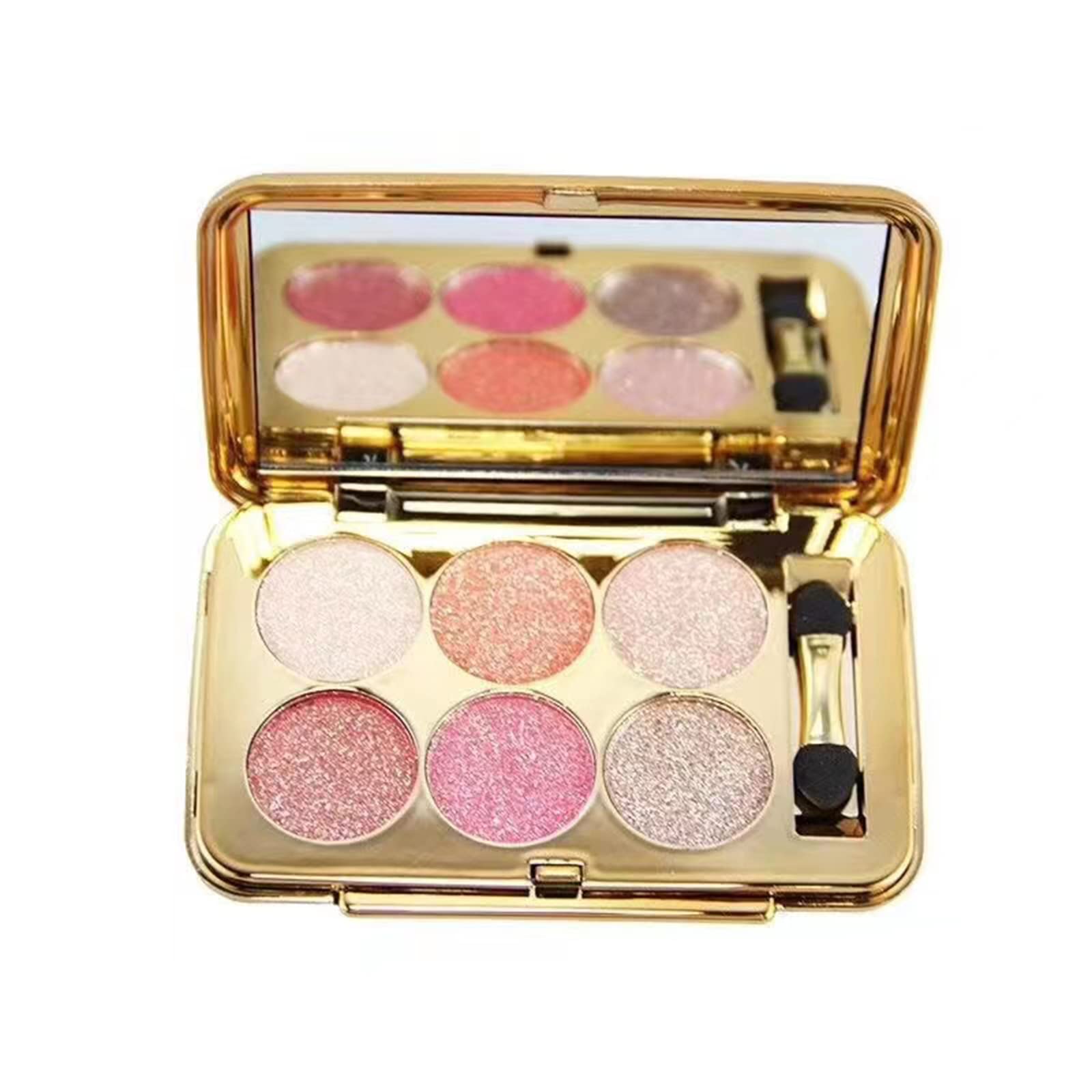 Sparkle Eyeshadow Palette - 6 Colors Glitter Eye Shadow Palettes Highly Pigmented Long Lasting Waterproof Sweatproof Professional Nudes Warm Natural