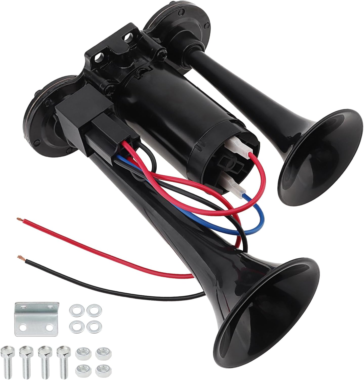 12V Electric Air Horn for Truck, 150DB Dual Trumpets Super Loud Electric Car Air Horn Kit with Compressor for Motorcycle Cars Trucks Pickup Lorries Trains Boats