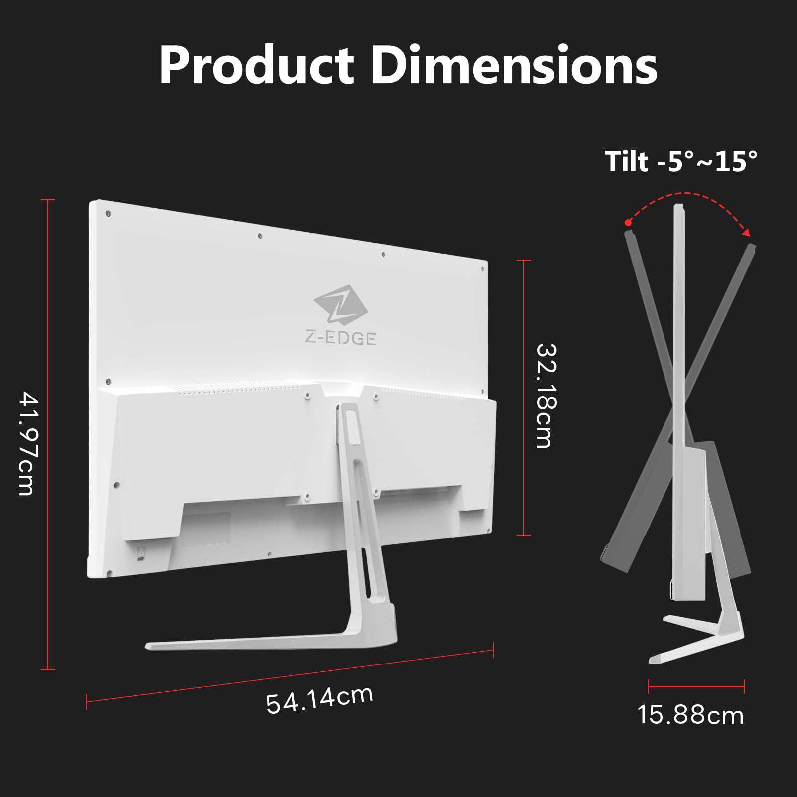 Z-Edge Biały ekran do komputera gamingowego 24'' 240 Hz, IPS, 1ms, FreeSync, FHD, Biały monitor Gaming 16:9, Regulowane pochylenie, 2× HDMI2.0 & 2× DP1.4, 350cd/m², HDR10, VESA (Łącze DP dołączone)