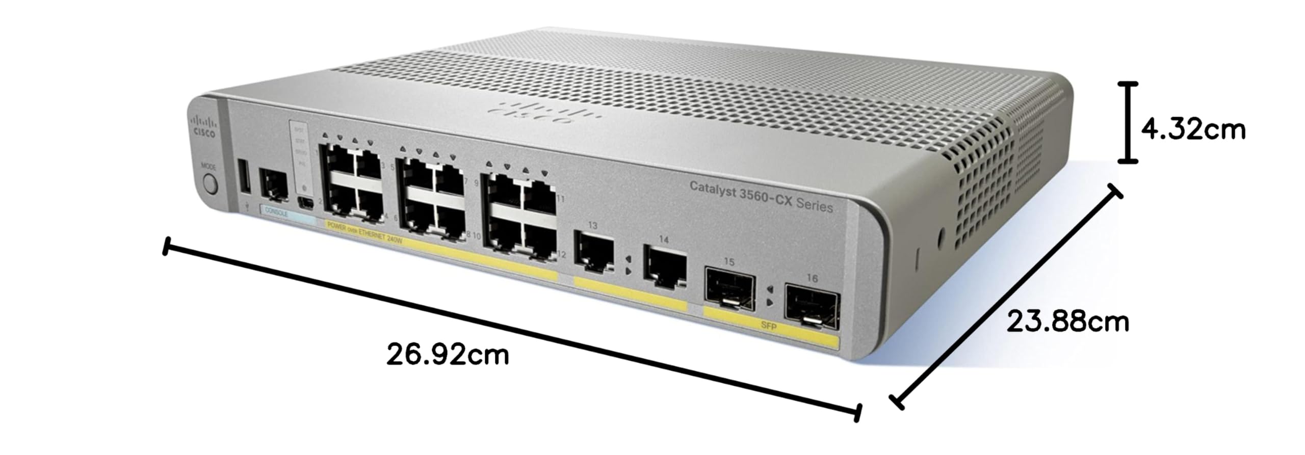 Cisco Switch de Red Cisco Catalyst 3560CX-8PC-S, 8 Puertos GbE, 8 Salidas PoE+, asignación PoE de 240 W, garantía Limitada de por Vida Mejorada (WS-C3560CX-8PC-S)