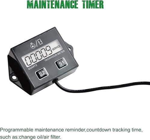 Miniatura 3 de Yooreal Tacómetro digital con batería reemplazable, medidor de revoluciones por minuto para scooter, tractor, motosierra, motor fuera de borda,