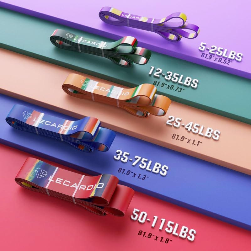 Miniatura 2 de LECARDIO Bandas de resistencia para entrenamiento, bandas de asistencia de camuflaje para dominadas, bandas de entrenamiento súper duraderas para