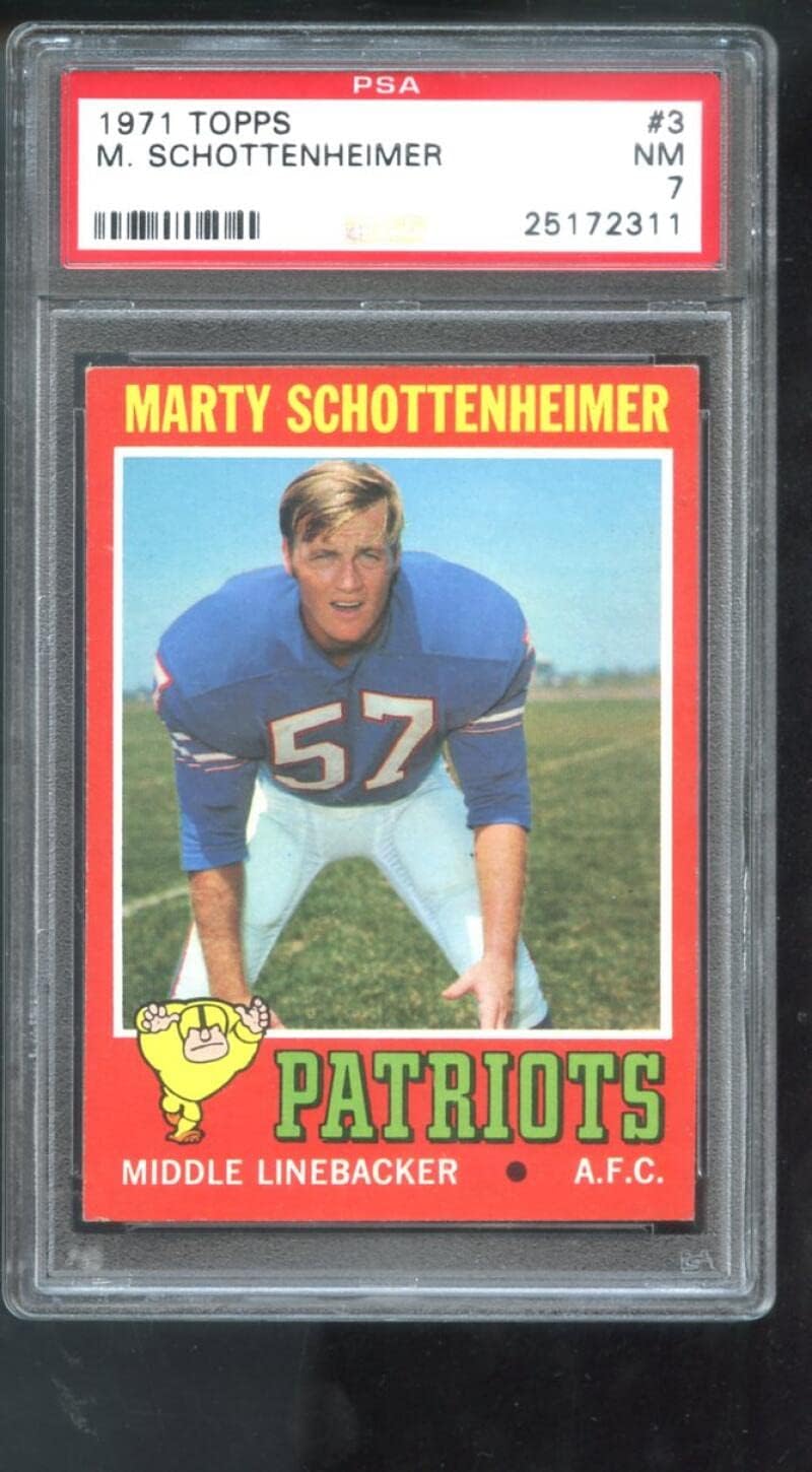 1971 Topps #3 Marty Schottenheimer ROOKIE RC PSA 7 Graded Football Card NFL NM