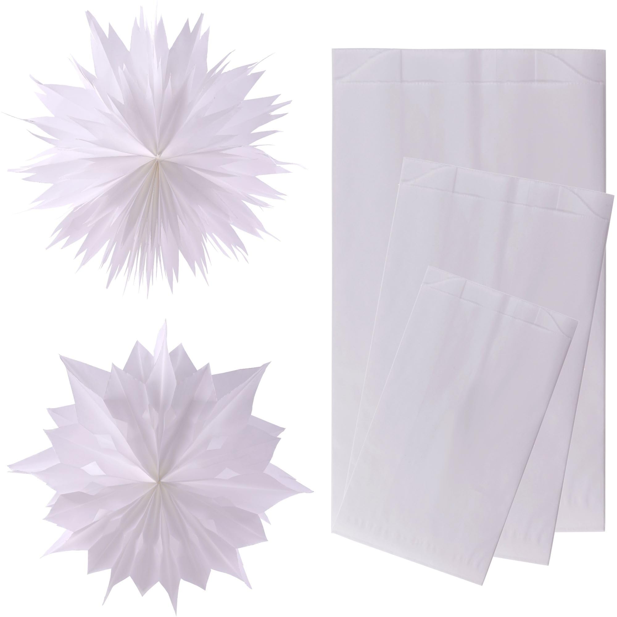 DIY-24H | Diferentes tamaños a elegir | Bolsas de papel de color blanco bolsas de regalo pequeñas bolsas de caramelos, estrellas de Navidad, bolsas de galletas, bolsas de pan (180 x 350 x 60 mm, 1000