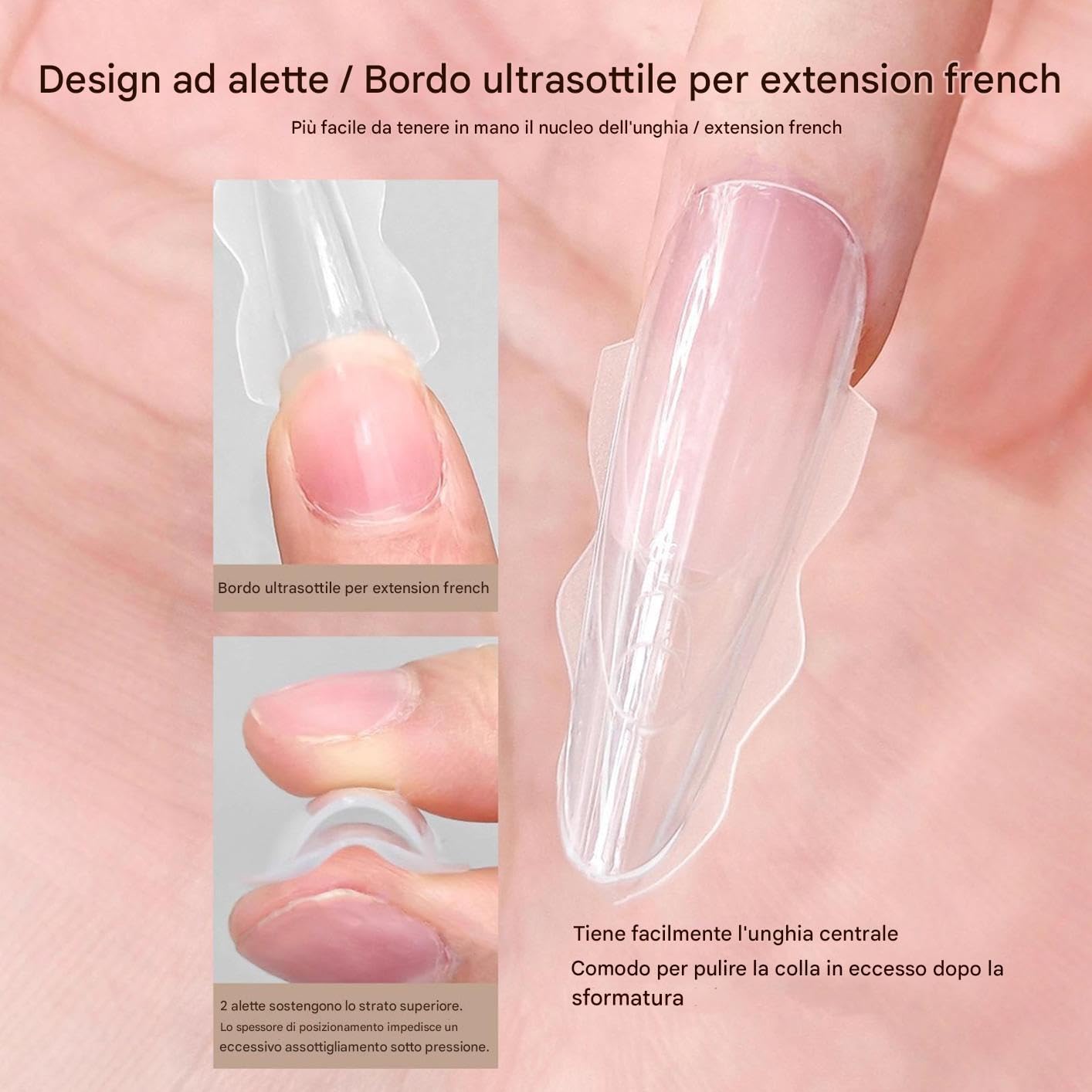 Forme Per Unghie In Plastića ABS – Allungamento Unghie, Tip In Gel Trasparenti A Copertura Totale | Set Di Punte Per Unģhie Artificiali, Di Bellezza Per Salone, Casa, Viaggio, Matrimonio, Sp