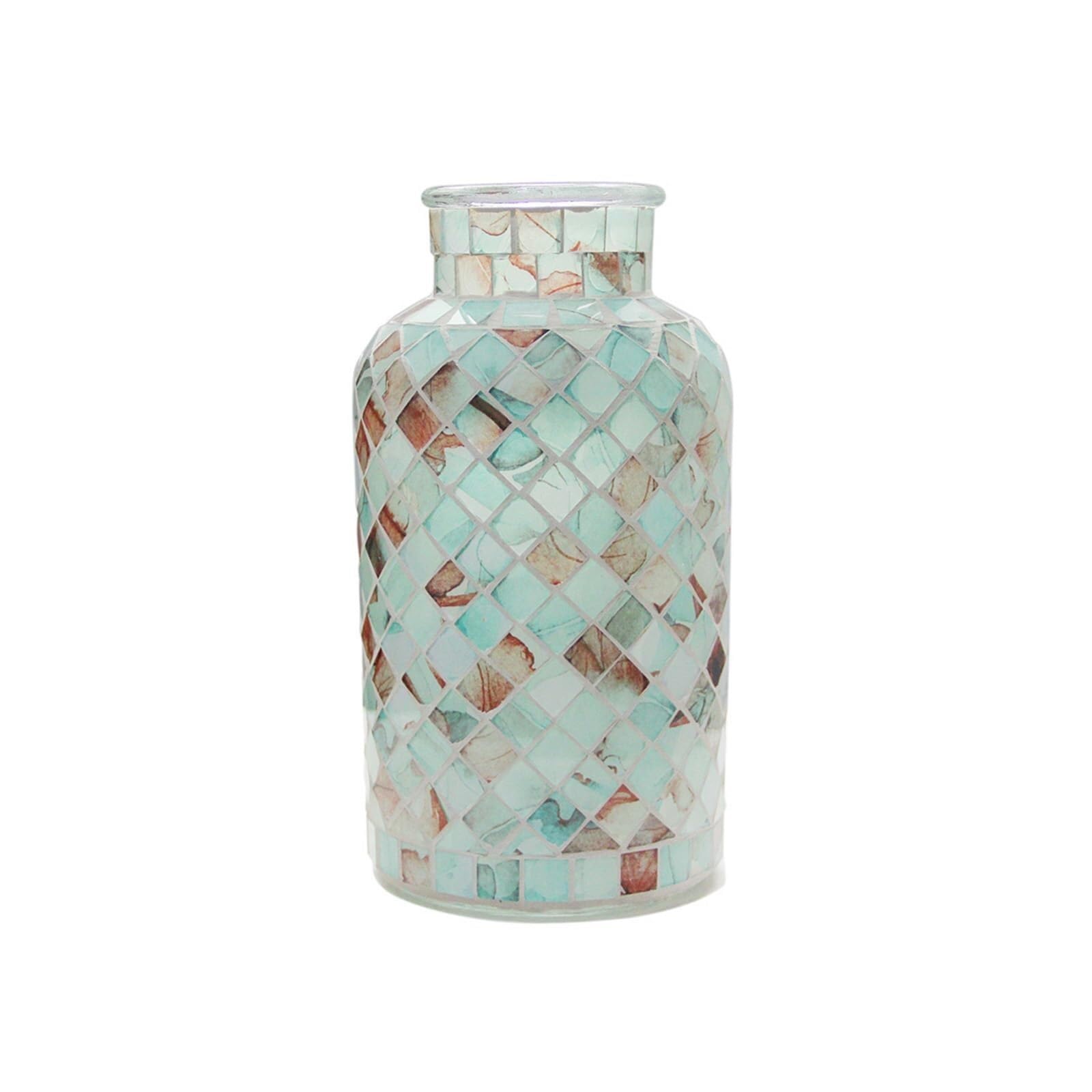 Vase en verre mosaïque pour embellir une étagère de salon et fleurir votre maison