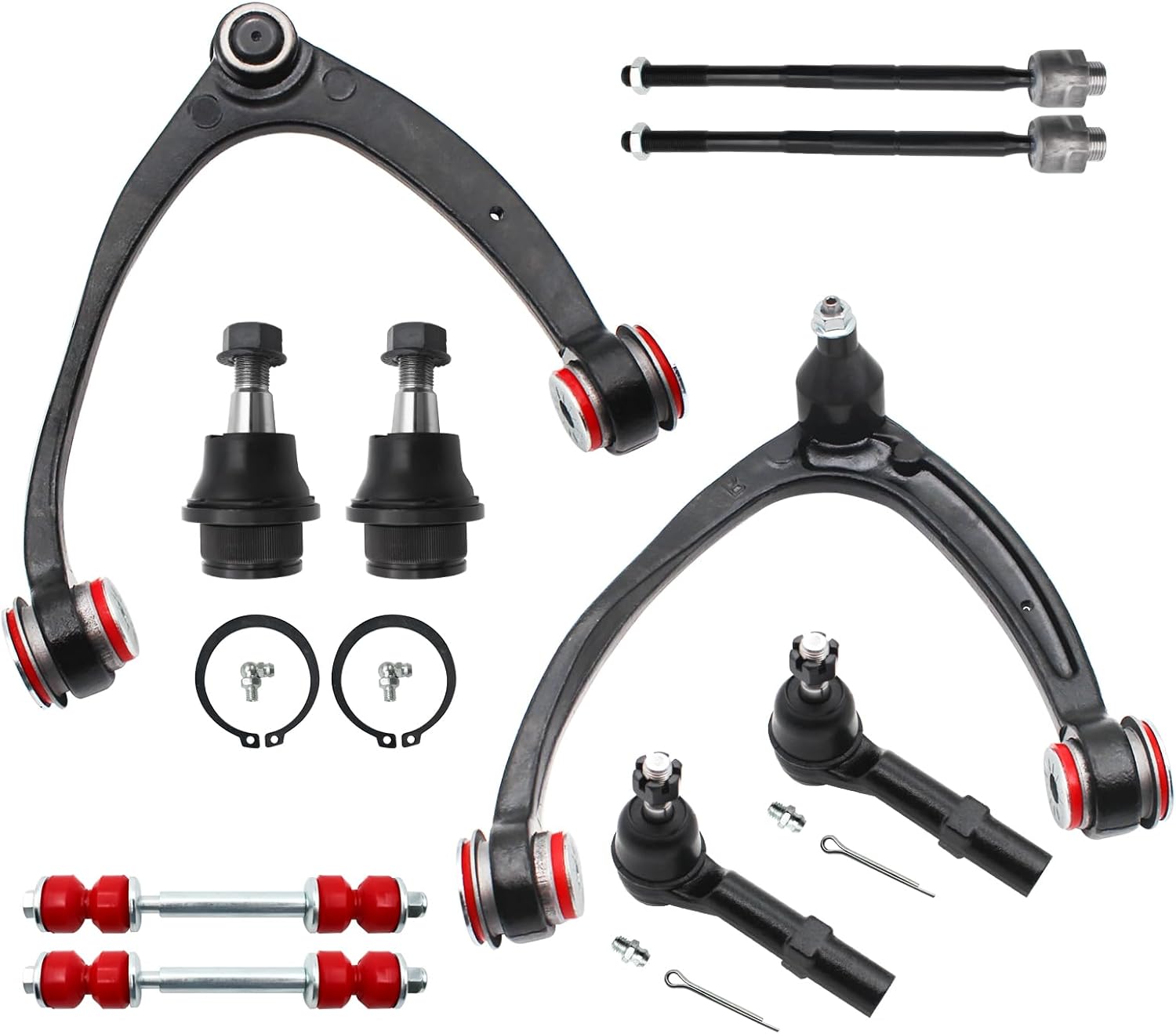 Front End 10pc Suspension Kit for 2007-2013 Chevy Silverado Sierra Yukon XL Suburban 1500 Avalanche Tahoe Escalade ESV EXT, Upper Control Arms Lower Ball Joints Tie Rods Sway Bars Replacement