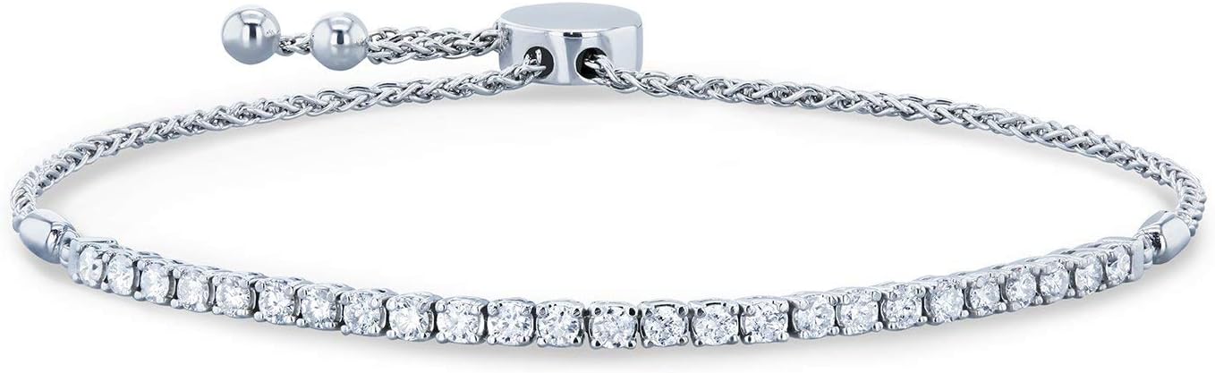 Kobelli Diamond Tennis Strand Bracelet 1 CTW 14k White Gold, Fully Adjustable Length, 9.75" Extended