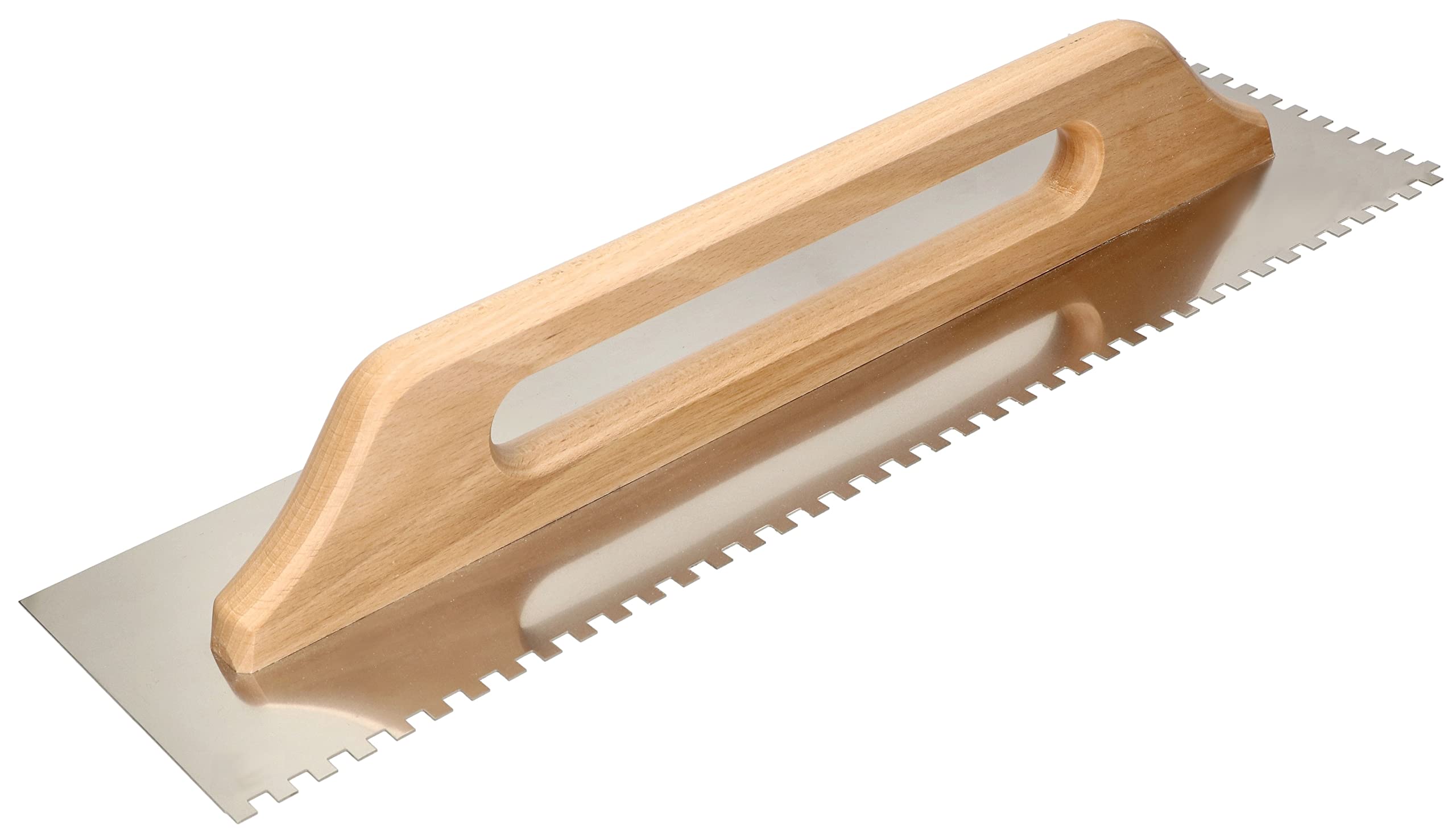 KOTARBAU® Truelle dentelé en acier inoxydable 480 mm de dentition 6 x 6 mm avec poignée en bois