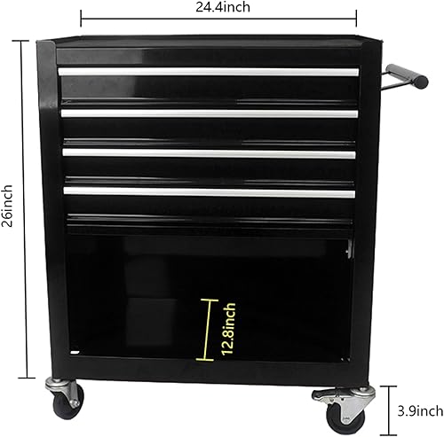 Miniatura 2 de Campfun Carrito de herramientas rodante con 5 cajones, organizador de almacenamiento de herramientas de metal con sistema de bloqueo y ruedas, caja